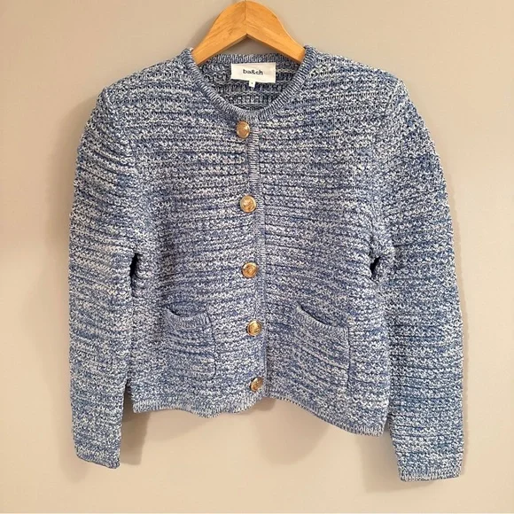 NEW Ba&sh Bash Guspa Cardigan Jacket in  Blue Crochet | size 1 / S - Picture 9 of 12
